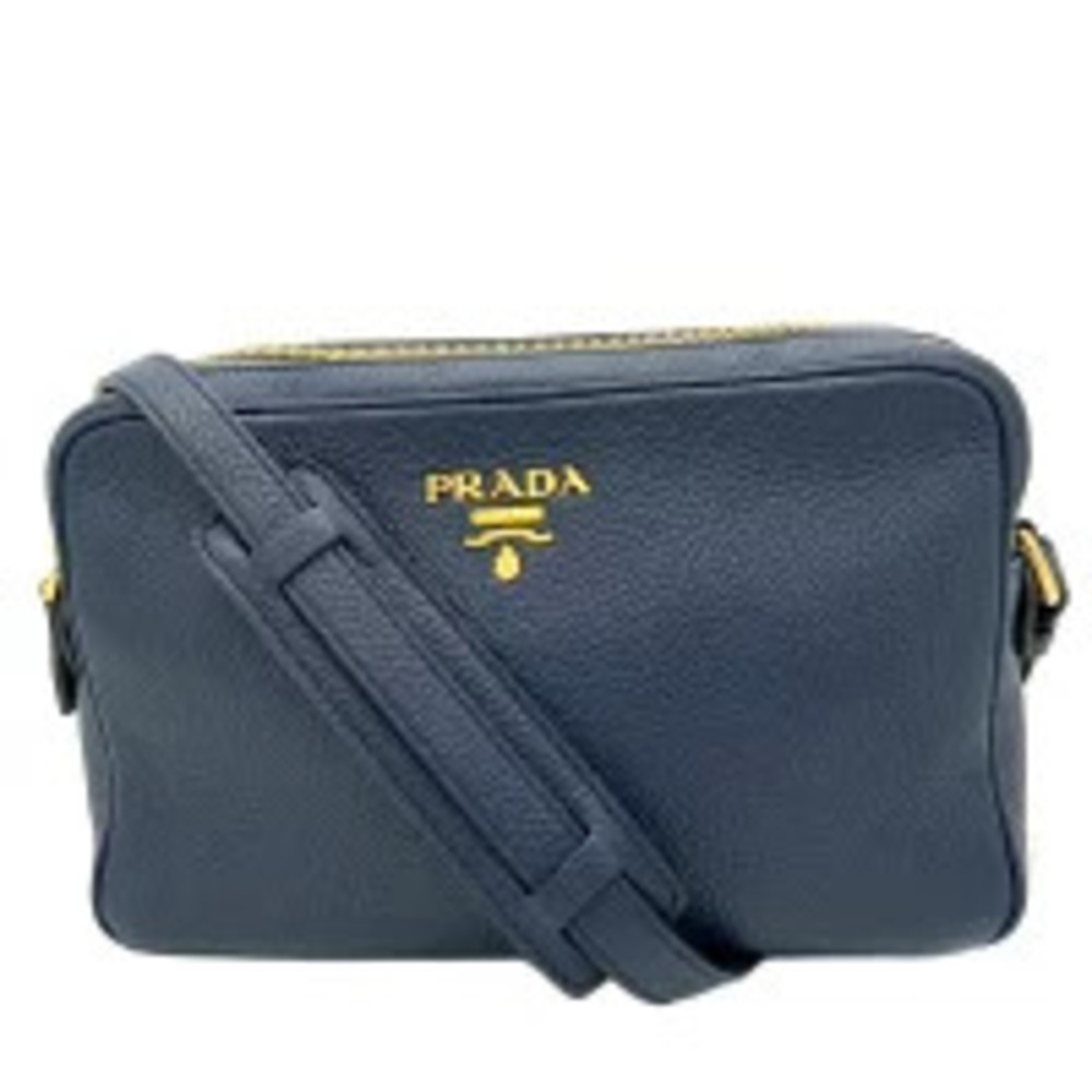 PRADA Vitello Phoenix Shoulder Bag Double Zip Crossbody BALTICO Navy Blue